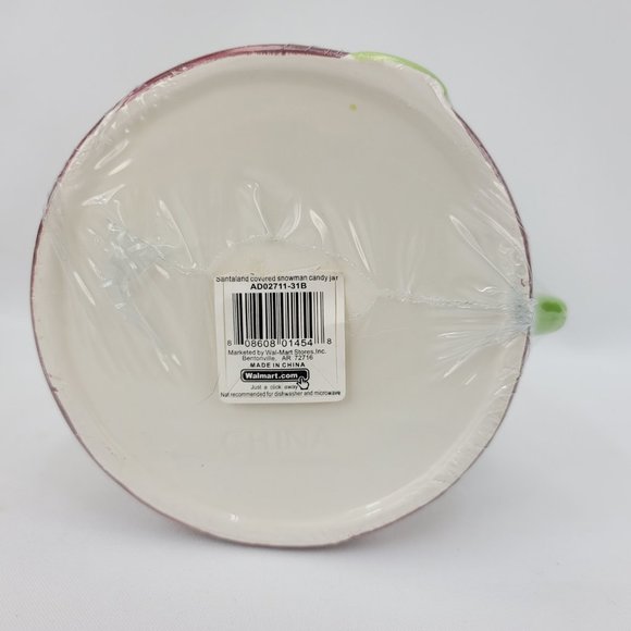 New Santaland Metallic Accent Cute Christmas Snowman 8" Small Cookie Candy Jar - Picture 4 of 7